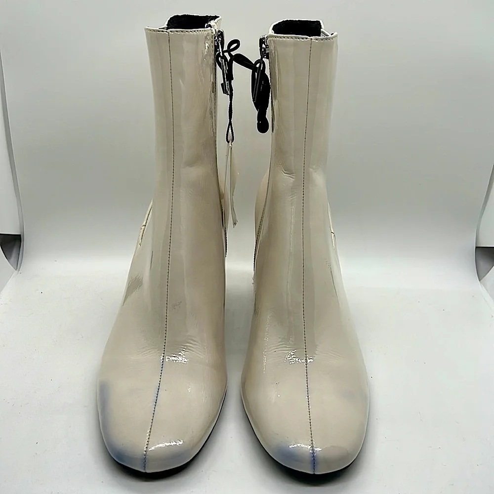 Zara Sexy Pearly White Patent Leather Heel Ankle Booties **EU 36/US Sz 6** 🔥🔥 - Picture 2 of 5